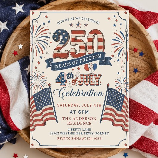 Amerika's 250e verjaardagsfeest uitnodiging