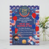 Amerika's 250e Verjaardagsfeest Uitnodiging (Staand voorkant)