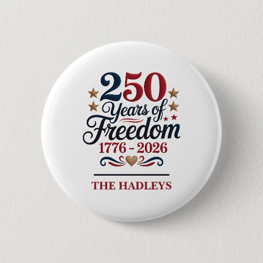 Amerika's 250e Verjaardagsnaam Ronde Button 5,7 Cm (Voorkant)