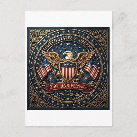 Amerika's 250e Versie 3 Briefkaart (Voorkant)