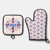 Amerika's 250ste verjaardag ovenwant & pannenlap set (Voorkant)