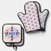 Amerika's 250ste verjaardag ovenwant & pannenlap set (Voorkant / Achterkant)