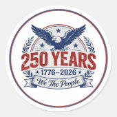 Amerika's 250ste verjaardag ronde sticker (Voorkant)