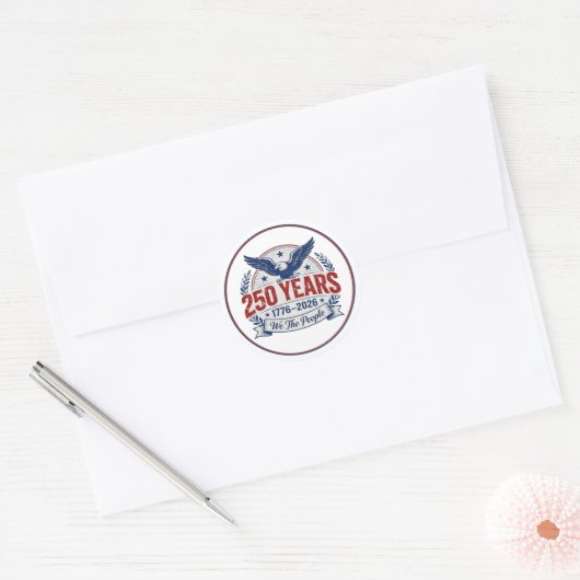 Amerika's 250ste verjaardag ronde sticker (Envelop)