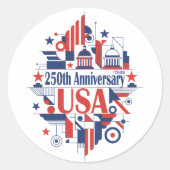 Amerika's 250ste verjaardag ronde sticker (Voorkant)