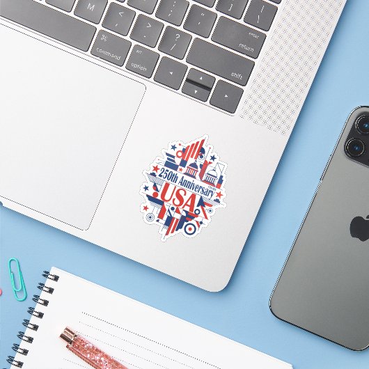 Amerika's 250ste verjaardag sticker (Laptop met iPhone)