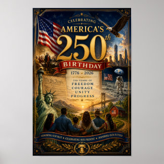 Amerika's 250ste verjaardag vieren! poster