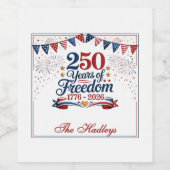 Amerika's 250ste verjaardag wijn etiket (Enkel label)
