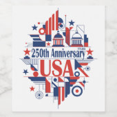 Amerika's 250ste verjaardag wijn etiket (Enkel label)