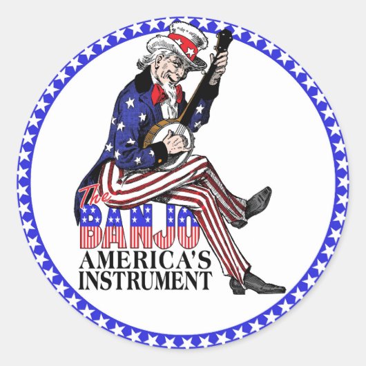 Amerika's Banjo ronde sticker (Voorkant)