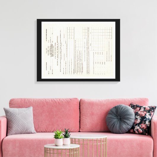 Amerika's eerste Income Tax Form Canvas (Insitu (Woonkamer))