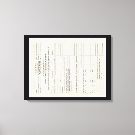 Amerika's eerste Income Tax Form Canvas (Voorkant)