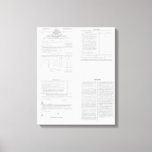 Amerika's eerste inkomstenbelastingformulier 1040 canvas afdruk (Voorkant)