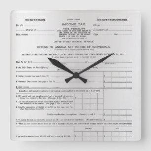 Amerika's eerste inkomstenbelastingformulier Silve Vierkante Klok