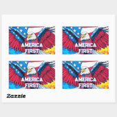 Amerika's eerste patriottische adelaar rechthoekige sticker (Vel)