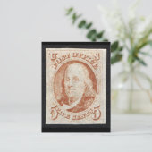 Amerika's eerste postzegel - Benjamin Franklin Briefkaart (Staand voorkant)