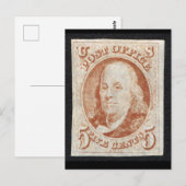Amerika's eerste postzegel - Benjamin Franklin Briefkaart (Voorkant / Achterkant)
