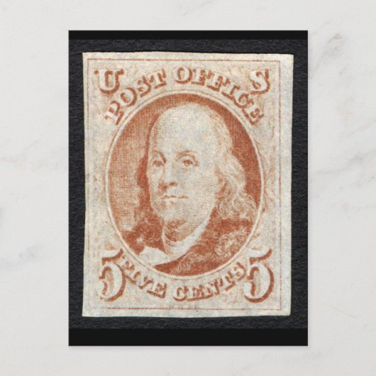 Amerika's eerste postzegel - Benjamin Franklin Briefkaart (Voorkant)
