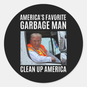Amerika's favoriete Garge Man Clean Up America Fun Ronde Sticker