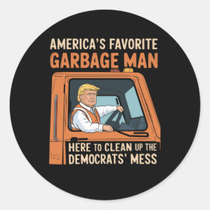 Amerika's Favoriete Vuilnisman Trump 45 47 VS Ronde Sticker