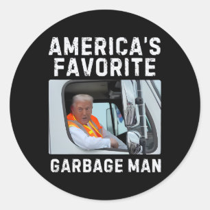 Amerika's favoriete vuilniswagen Man Trump Garbage Ronde Sticker