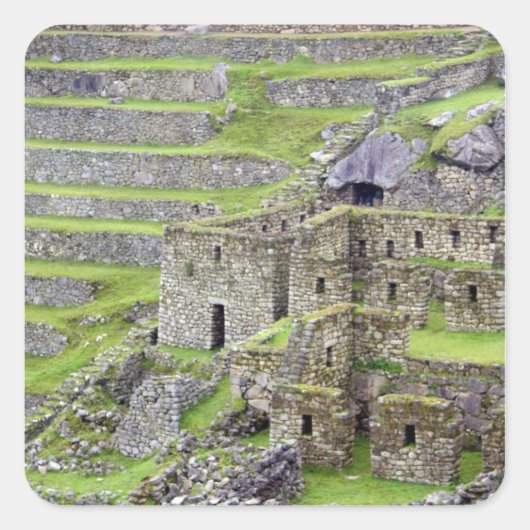 Amerika's, Peru, Machu Picchu. De oude 2 Vierkante Sticker (Voorkant)