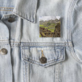 Amerika's, Peru, Machu Picchu. De oude Vierkante Button 5,1 Cm (In situ)
