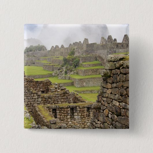 Amerika's, Peru, Machu Picchu. De oude Vierkante Button 5,1 Cm (Voorkant)