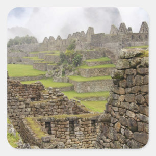 Amerika's, Peru, Machu Picchu. De oude Vierkante Sticker