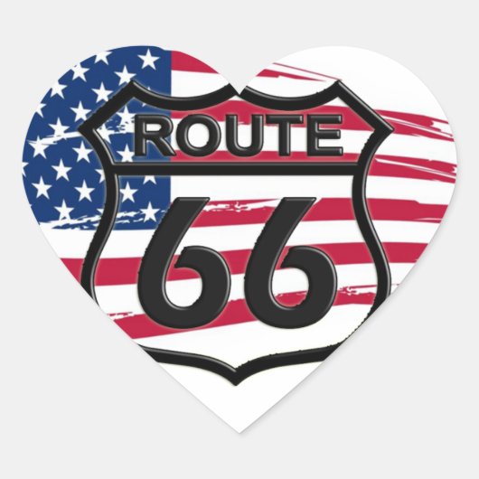 Amerikas Route 66 Hart Sticker (Voorkant)