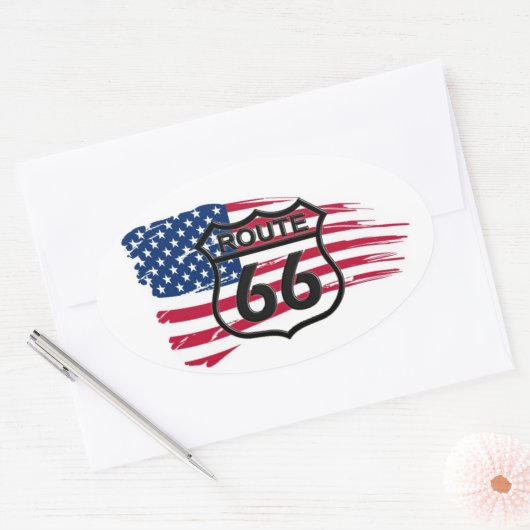 Amerikas Route 66 Ovale Sticker (Envelop)
