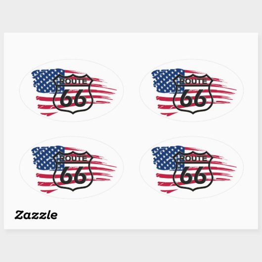 Amerikas Route 66 Ovale Sticker (Vel)