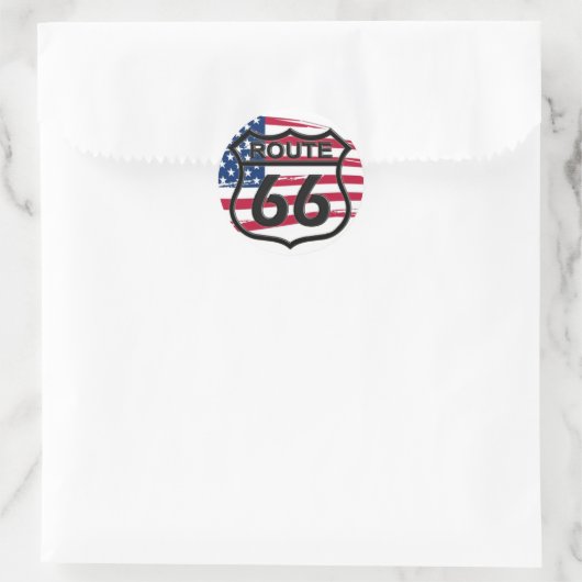 Amerikas Route 66 Ronde Sticker (Tas)