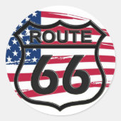 Amerikas Route 66 Ronde Sticker (Voorkant)