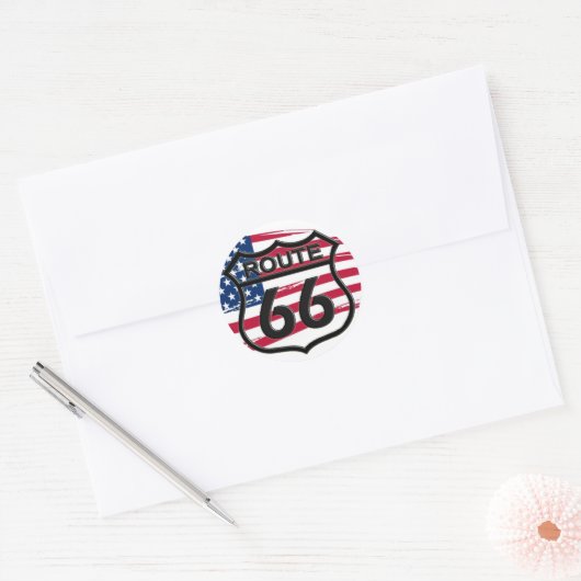 Amerikas Route 66 Ronde Sticker (Envelop)
