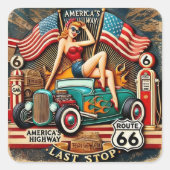 Amerika's Route 66 Vierkante Sticker (Voorkant)