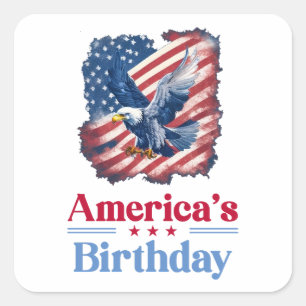 Amerika's Verjaardagsarend Vierkante Sticker