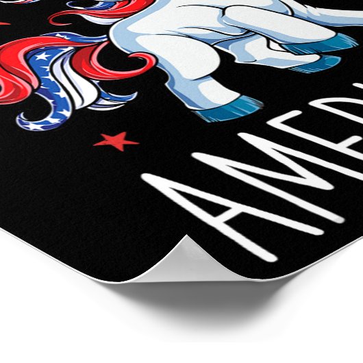 Amerikorn Eenhoorn 4 juli t Shirt Meisjes Merico Poster (Hoek)