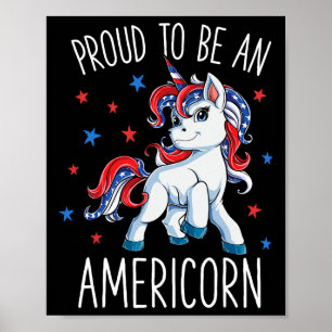 Amerikorn Eenhoorn 4 juli t Shirt Meisjes Merico Poster