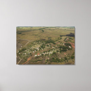 Amerindisch dorp. Seizoensgebonden overstroomd Canvas Afdruk