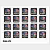 Amerisaurus 4 juli Amerikaanse vlag Patriottisch Vierkante Sticker (Vel)