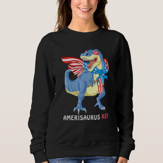 Amerisaurus dinosaurus 4 juli Kinder jongens Manne Trui (Voorkant)