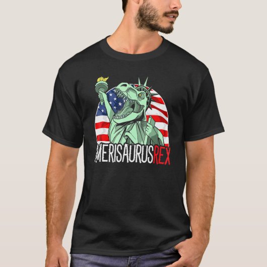 Amerisaurus rex 4 juli dinosaurus dino Amerikaans T-shirt (Voorkant)