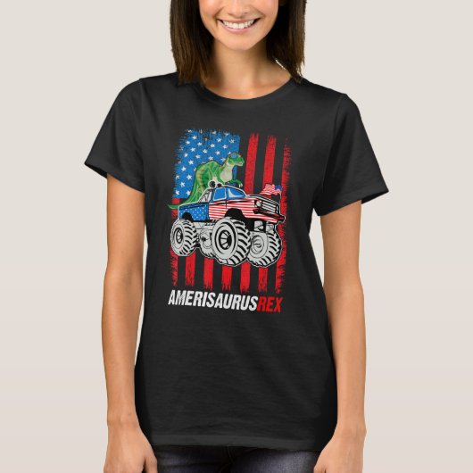 Amerisaurus Rex 4th Of July Boys Girls Us Flag Fun T-shirt (Voorkant)