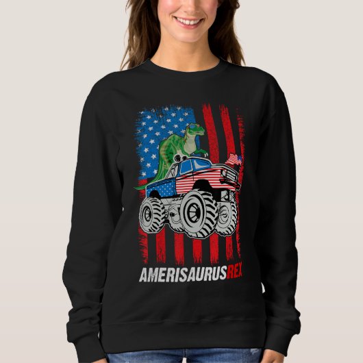 Amerisaurus Rex 4th Of July Boys Girls Us Flag Fun Trui (Voorkant)