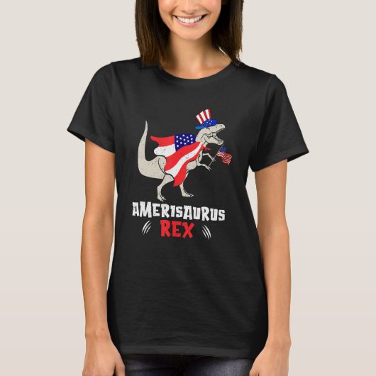 Amerisaurus Rex American Flag 4th of July T Rex Di T-shirt (Voorkant)