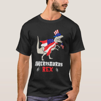 Amerisaurus Rex American Flag 4th of July T Rex Di T-shirt