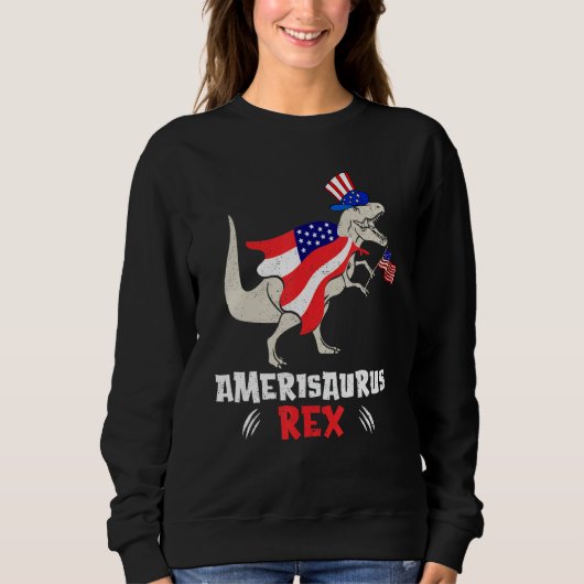 Amerisaurus Rex American Flag 4th of July T Rex Di Trui (Voorkant)