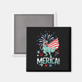 Amerisaurus Rex American Flag Independence Day Mer Magneet (Voorkant / Achterkant)