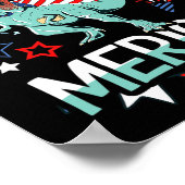Amerisaurus Rex American Flag Independence Day Mer Poster (Hoek)